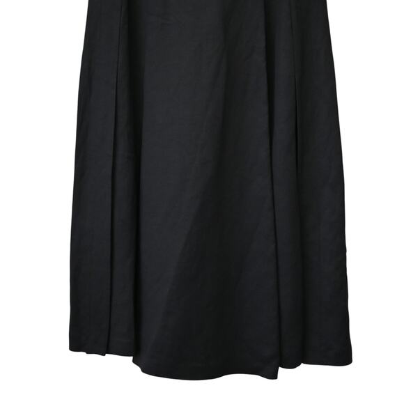 Partow Knee Length Pleated Skirt Size 6 Black Linen Blend - Picture 4 of 7